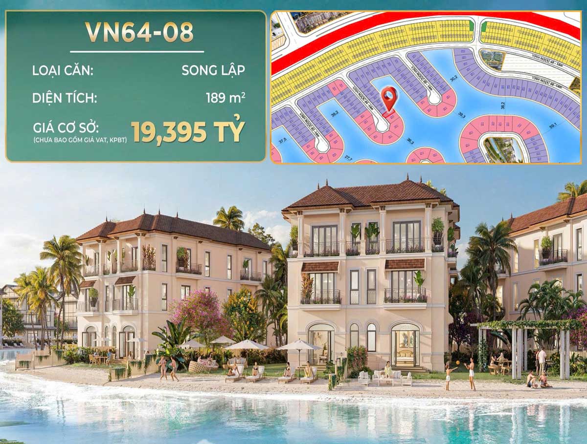Bán biệt thự song lập VN64-08 Vịnh Ngọc Vinhomes Green Paradise