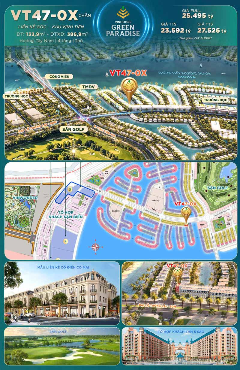 Bán nhà phố VT47-02 Vịnh Tiên Vinhomes Cần Giờ
