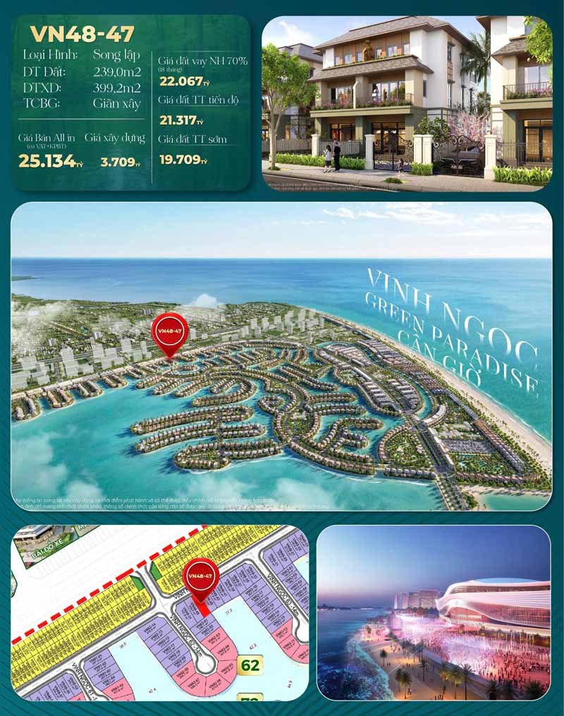 Bán Biệt Thự Song Lập VN48-47 Vịnh Ngọc Vinhomes Cần Giờ