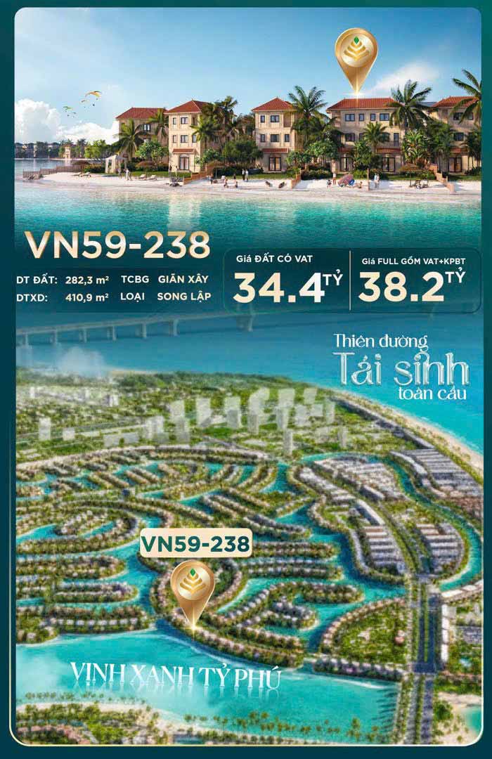 Bán Biệt Thự Song Lập VN59-238 Vịnh Ngọc Vinhomes Cần Giờ