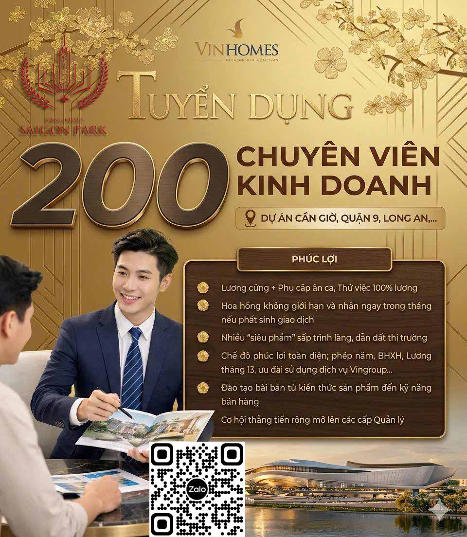 Làm sale Vinhomes Saigon Park thời gian linh hoạt
