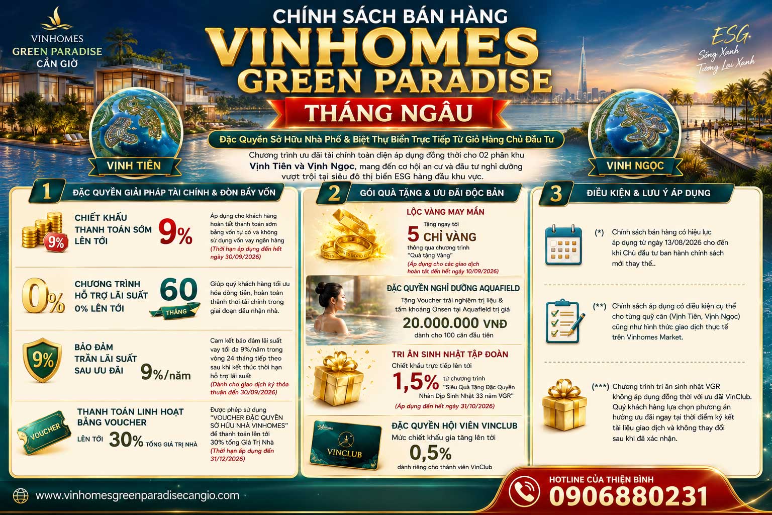 Chính sách bán hàng Vinhomes Green Paradise Cần Giờ tháng ngâu